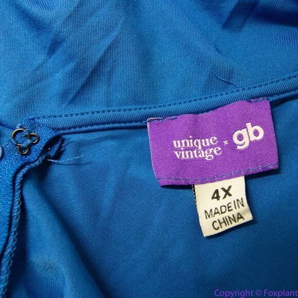 Unique‎ Vintage Gwynnie Bee Contrast Trim Blue Dress, 4X - Picture 12 of 16